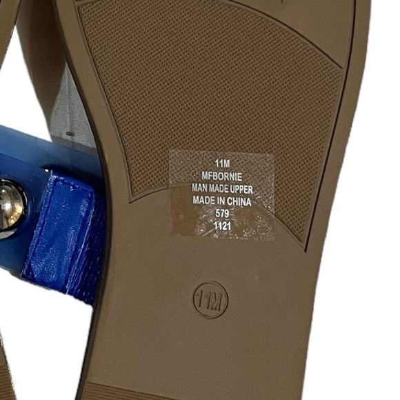 Marc Fisher Bornie Sandals Blue Lucite with Silver Studded Double Straps Sz 11 - Picture 8 of 8